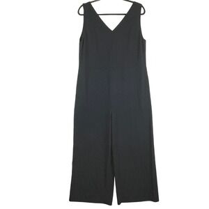 Everlane Japanese GoWeave Essential Jumpsuit Black Wide Leg V-Neck Sleeveless 10
